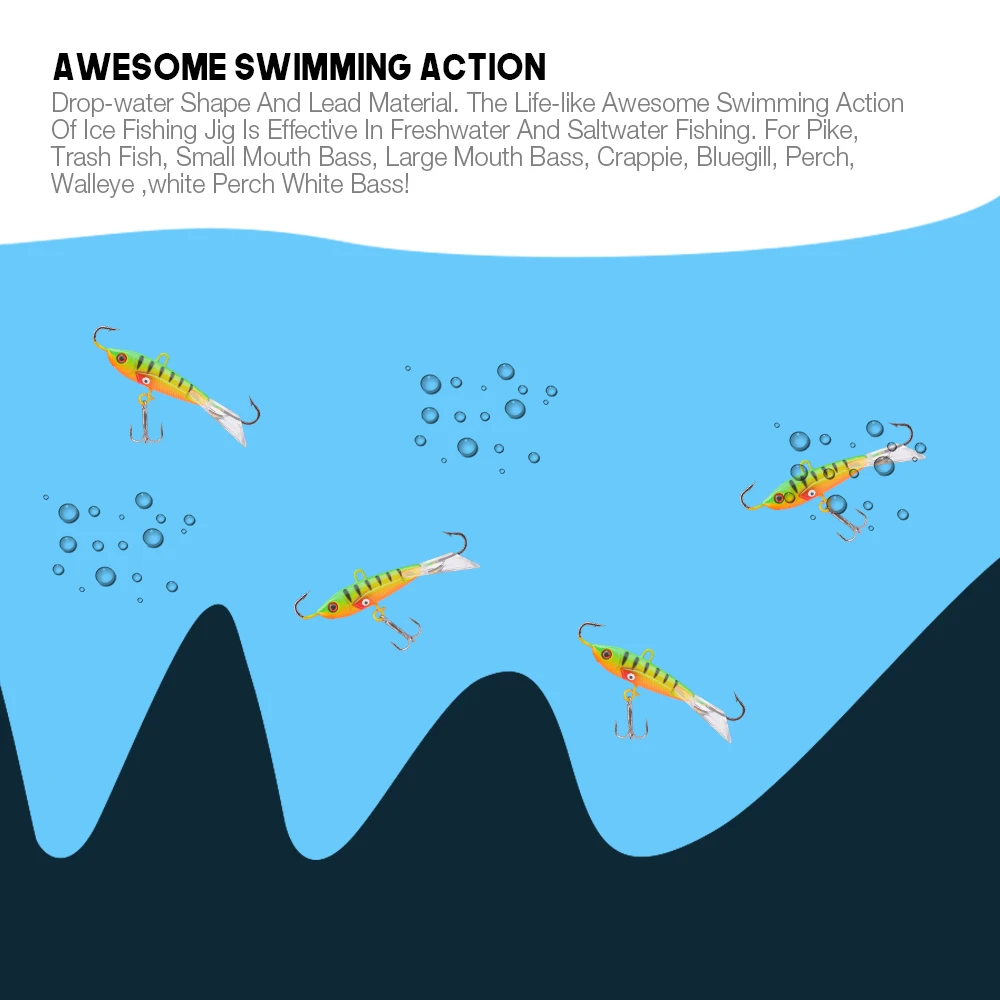 Factory manufacturer 60mm10g luminous bass sinking hard artificial bait winter balancer lead jig lure metal jig ice fishing