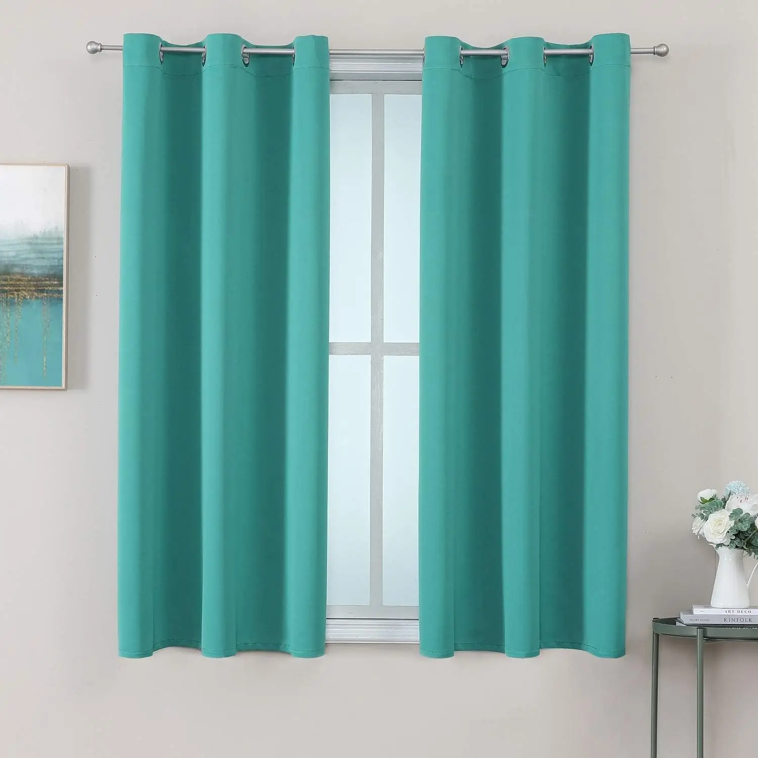 JA 52*84IN On Stock Blackout Curtains Solid Color with Grommets Noise Reducing Room Darkening for Home Bedroom Living Room