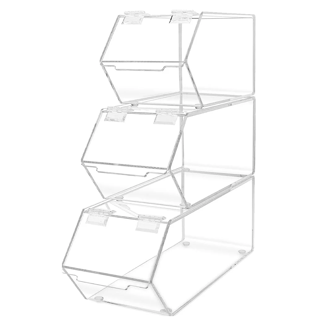 Wholesale Custom Clear Acrylic Candy Bin Plexiglass Compartments Display Box for Candy