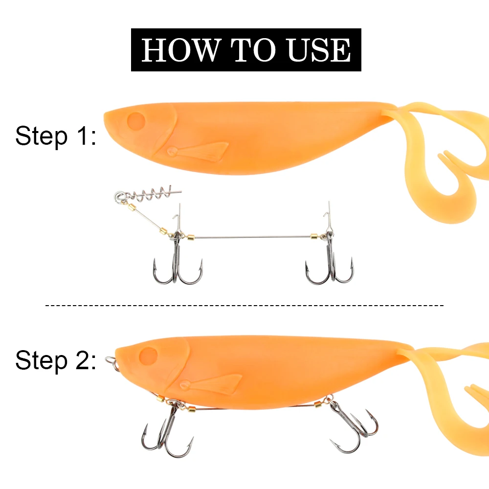 Spinpole Stinger Fishing Rig Hook for Big Shad Center Pin Screw Connector Set Pike Bass Perch Bait Barbed Sharp Treble Fish Hook