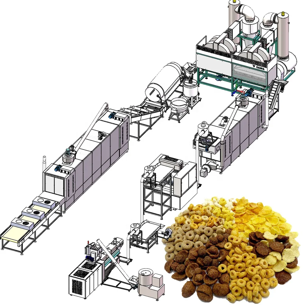 China Corn flakes puffing machine production line price extrusion snack food process line