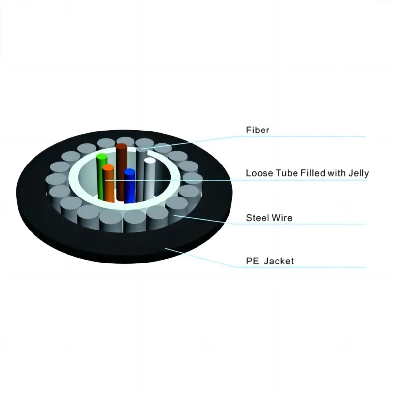 1km Outdoor GYXTY Fiber Optic Cable Single Jacket Steel Wire Armored 2 4 6 12 24 Core Single Mode MM G652D OS2 OM1 OM2 OM3 OM4