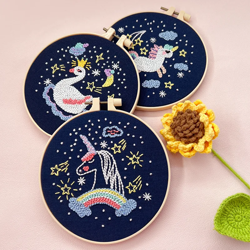 Good Night Swan Punch Needle Kits,Punch Needle Set,Punch Needle Kit Beginner With Punch Needle,Yarn,Printed Pattern,Instructions
