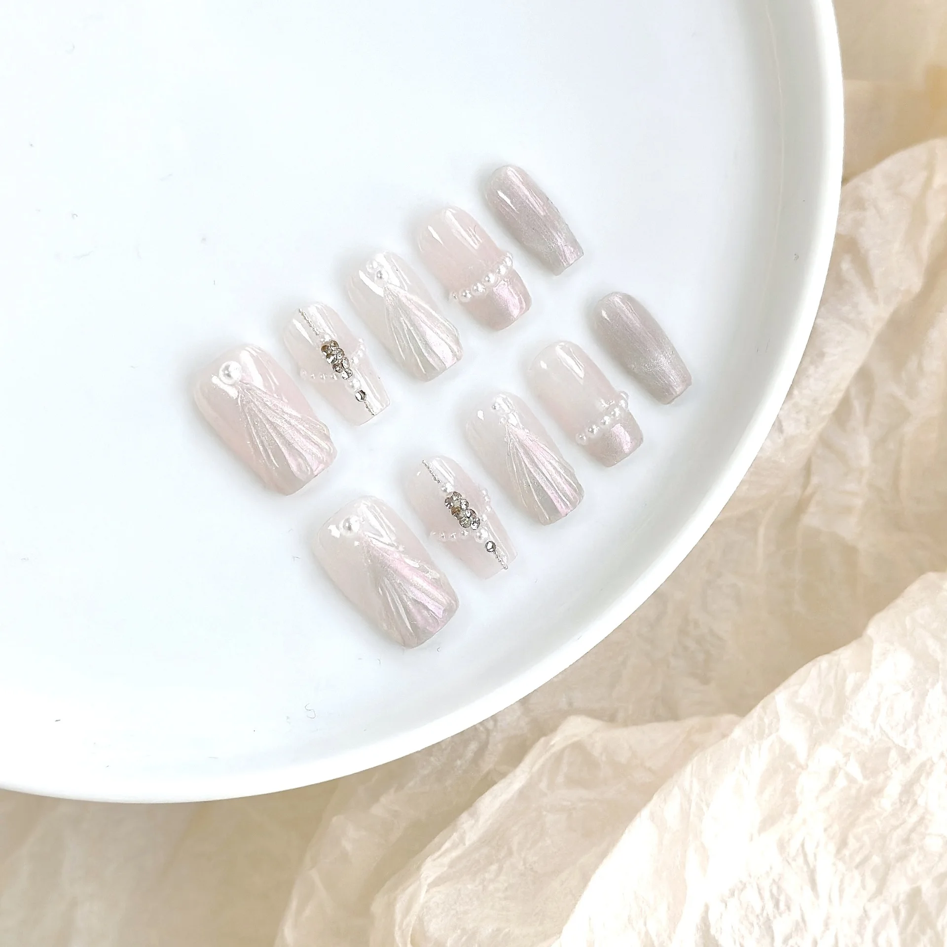 10pcs Wholesale False nails Big Discount Full Diamond & Christmas Style press on nail & Christmas nails