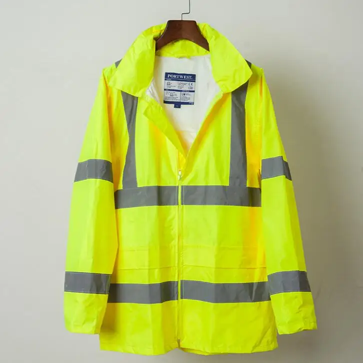 Wholesale workwear high visibility reflective safety raincoat/Ropa de trabajo mayorista alta visibilidad reflector de Seguridad