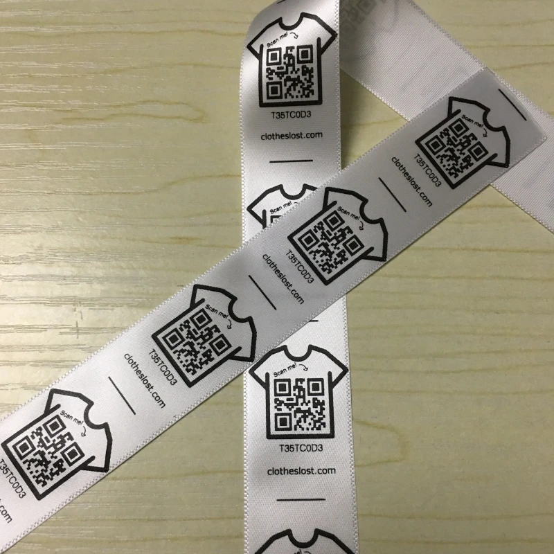 Factory making beautiful printing neck barcode printed satin label