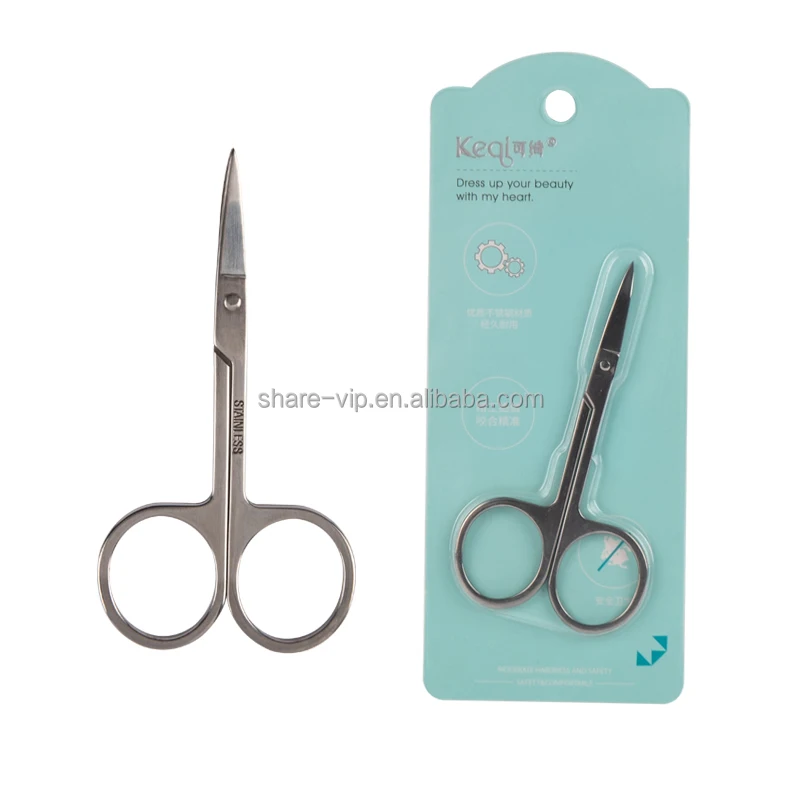 Hot selling new design silver stainless steel makeup tools eyebrow scissor for women