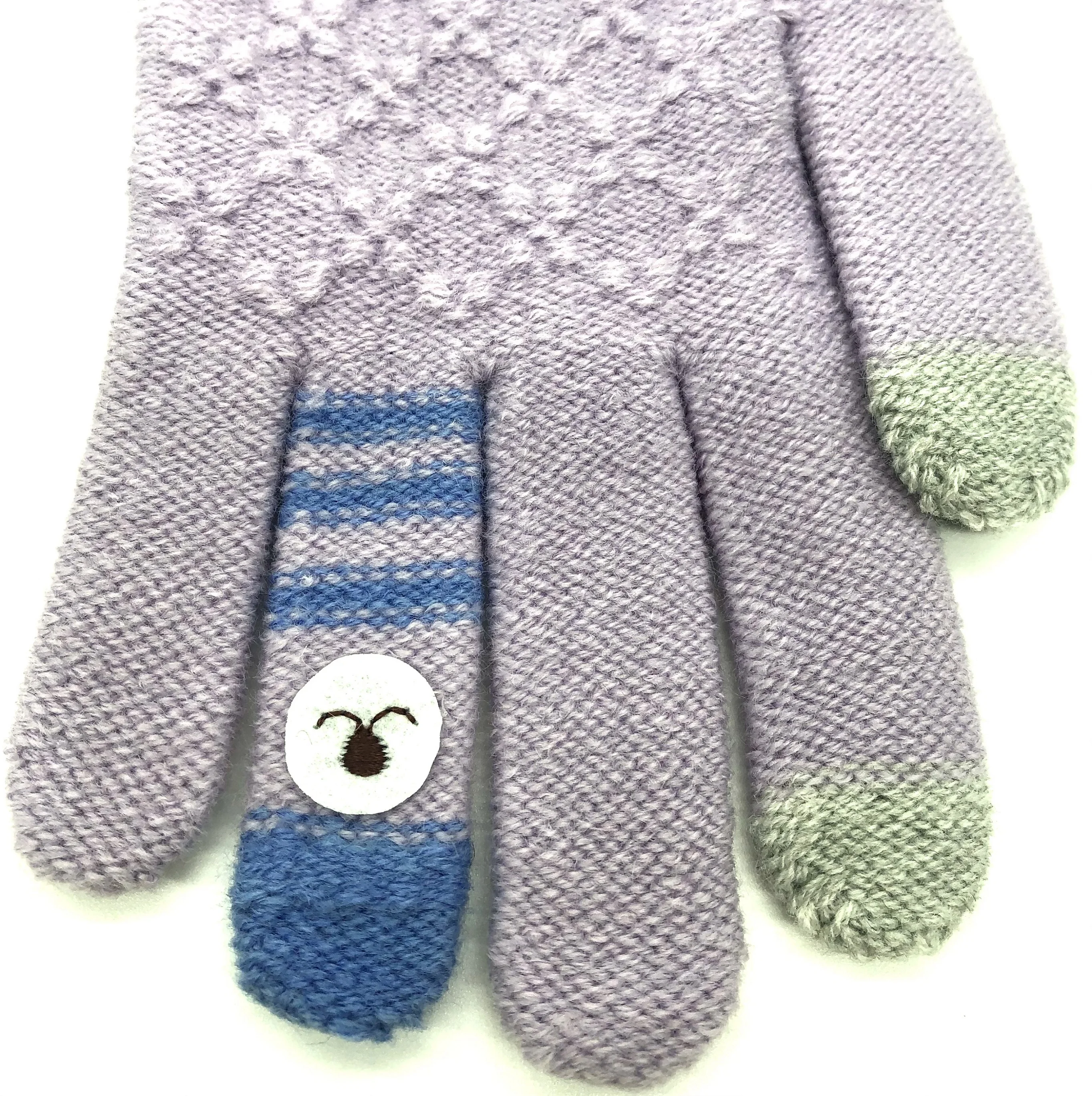 Factory direct sale touch screen knit winter gloves warm gloves Embroidery decoration finger gloves
