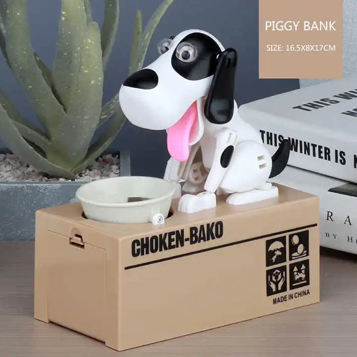 Wholesale Custom Automated Puppy Stealing Coin Bank Money Box unbreakable electronic plastic dog piggy bank for Kids