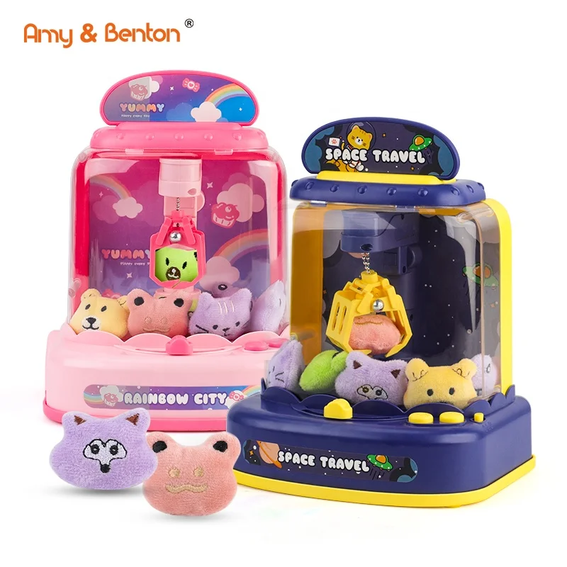 Vending Machine Mini Doll Machine Game for Children Claw Machine Candy Toys with 6 Mini Animals and 20 Coins Playing