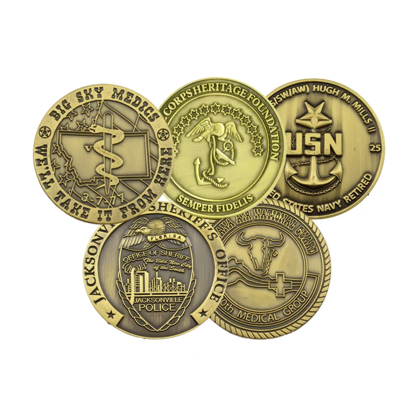 Customized Copper Engraved Special Forces Embossed Coins Metal Gift Promotional Plated Old Gold Souvenir Coins Charm