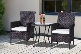 Patio Coffee Table Set Rattan Material Outdoor Furniture Coffee Shop Table And 2 Chair Set