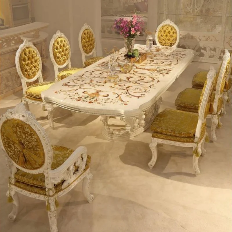 New arrival classical style Luxury Italian Baroque Style Palace Hand Carved Long Dining Table