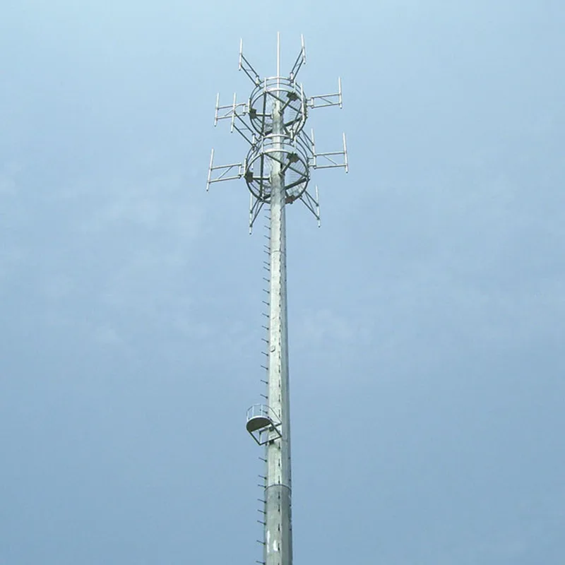 40m Hot DIP Galvanized Octagonal Tapered Monopole Antenna Tower Mobile Telecom Light Tower