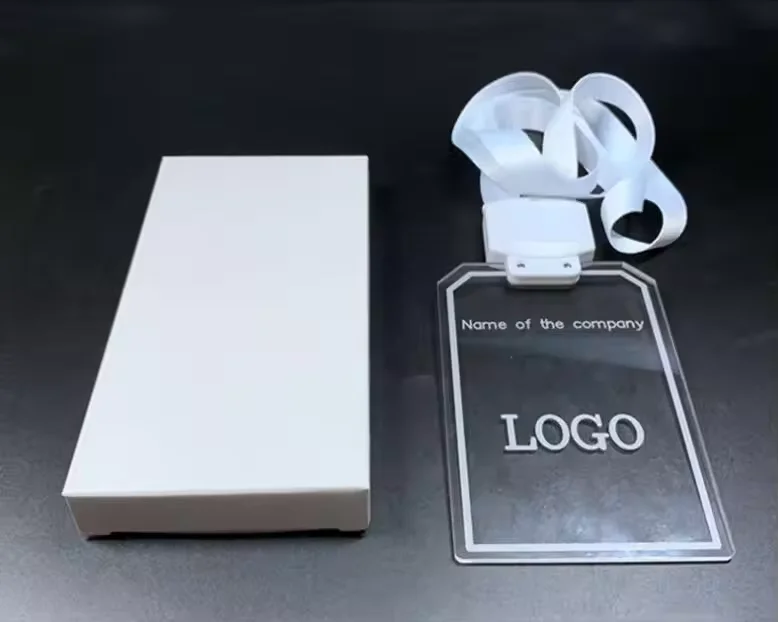 New Product In Stock Acrylic LED Lanyard Id  Card Badge Holder For Business Gift Supply