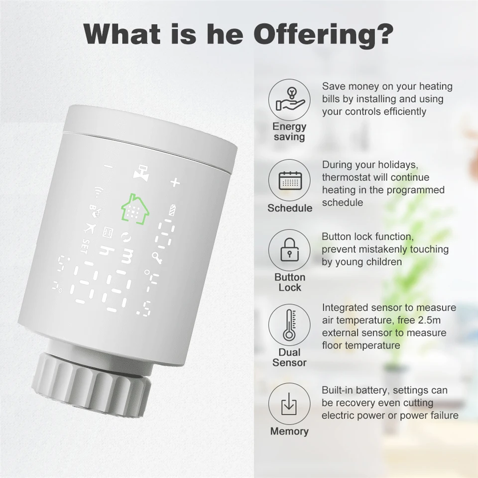 OEM RADIATOR WiFi Zigbee3.0 Tuya Thermostat Heating System Thermostat Zigbee Programmable Radiator Valve HY368