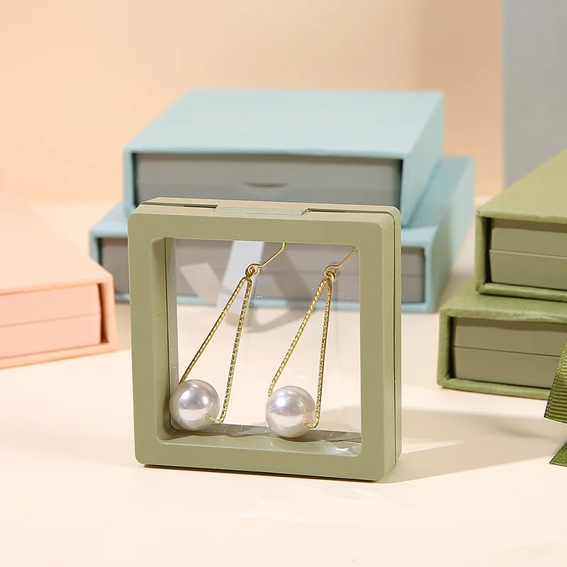 Square Transparent Jewelry Hold And Display Jewelry Packaging Ring Accessories Boxes With Clear Pe Membrane Film In The Center
