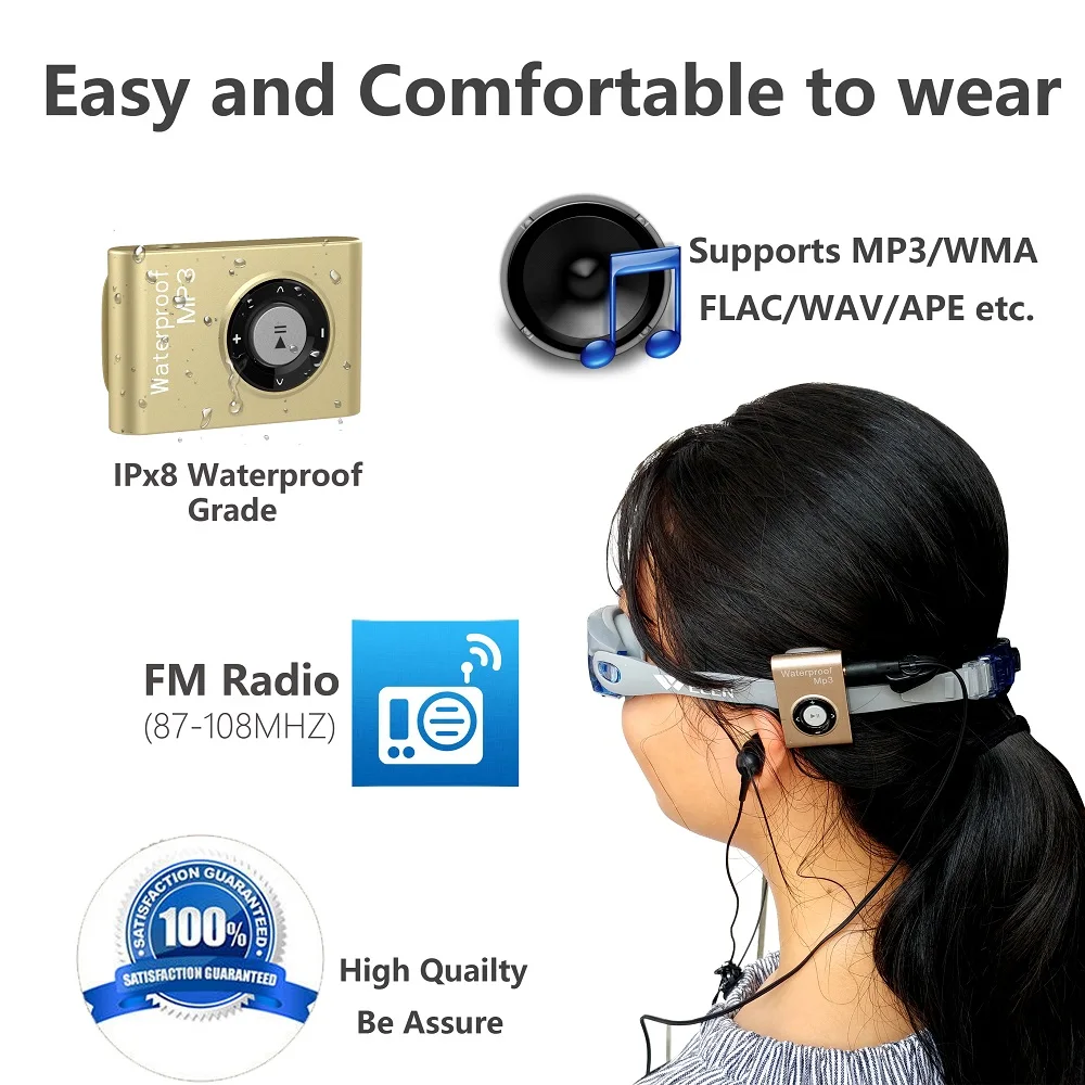 Оптовая продажа с завода Водонепроницаемый MP3-плеер 4 ГБ/8 ГБ/16 ГБ