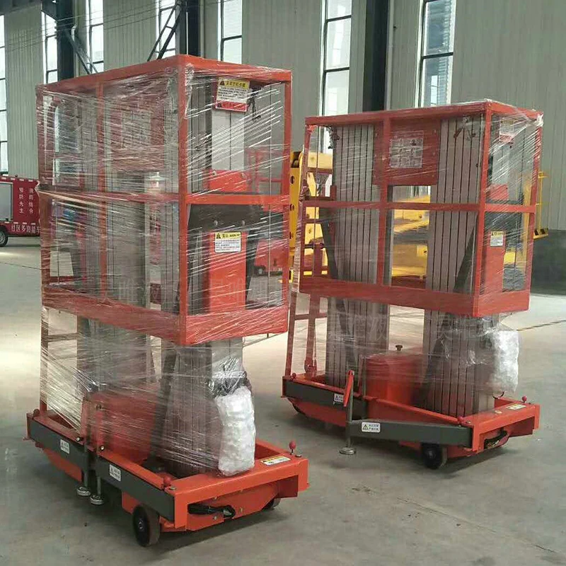 Portable Vertical Hydraulic Ladder Aluminum Alloy 4-24m Single Double Mast Electric Man Lift Mast lift Small Lift