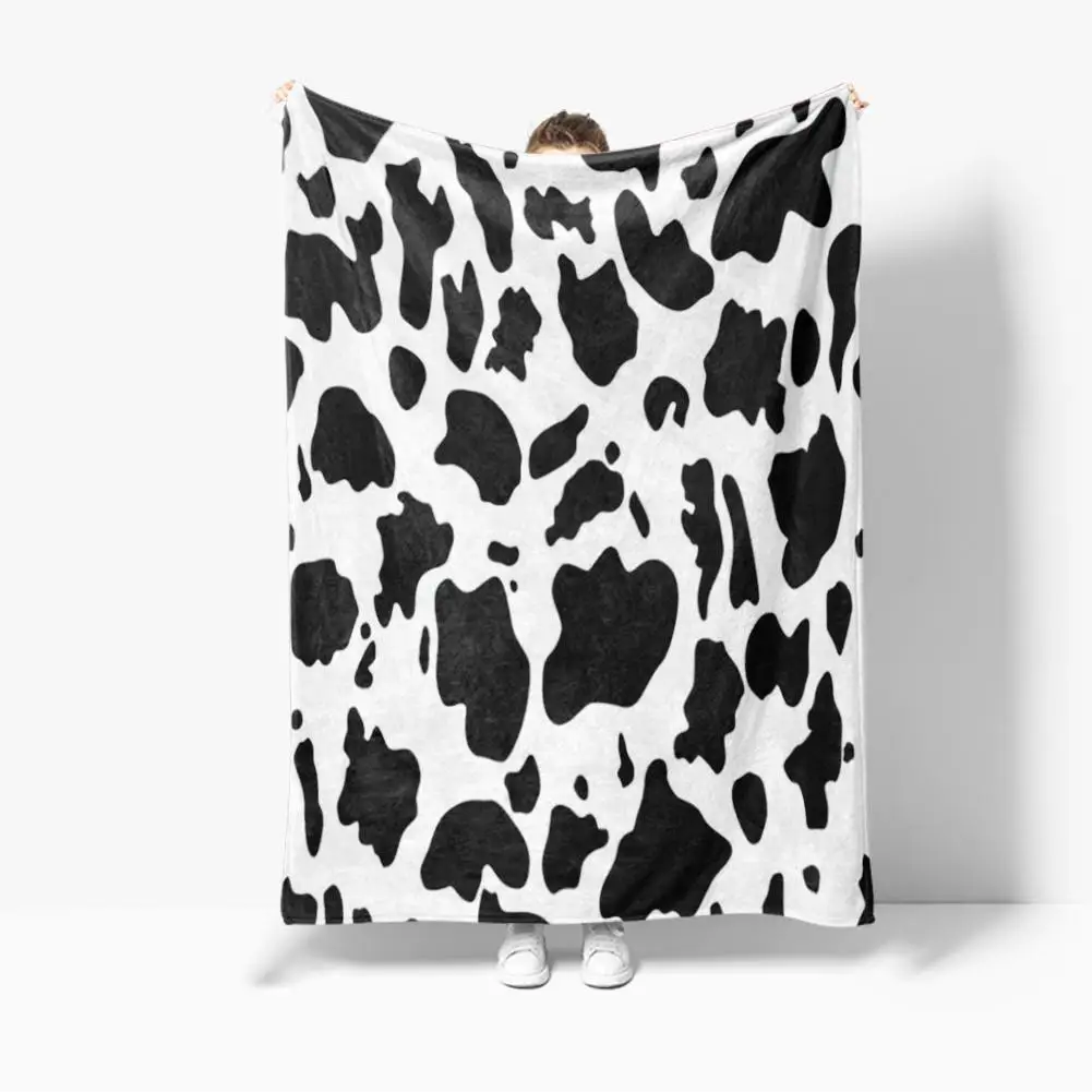 Super Soft Cow Fleece Blanket Print Blanket Microfiber Throw Warm Cozy Animal Print Flannel Lightweight Travel Blanket