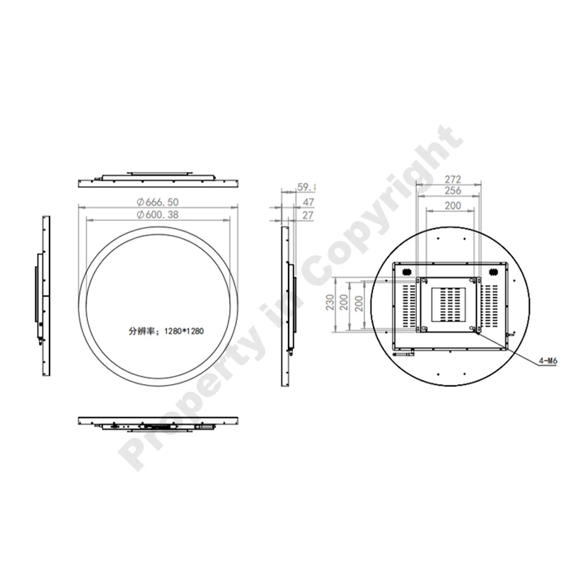 23.6 inch custom HD touch circular LCD advertising media display Circular TV screen billboard display