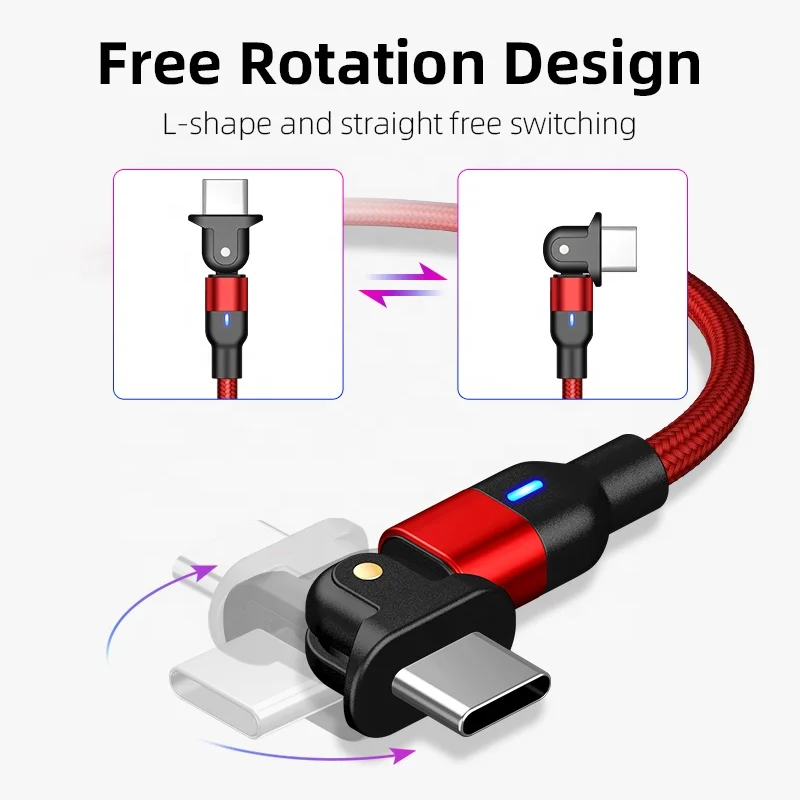 USB-кабель для передачи данных с поворотом на 180 градусов может гнуться 3 А кабель быстрой зарядки разъемом Type-C 8pin Micro