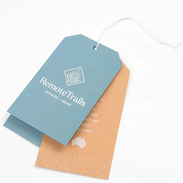 Paper Hangtag Supplier Custom Brand Logo Garment White Cardboard Hang Tag with String and Safety Pin