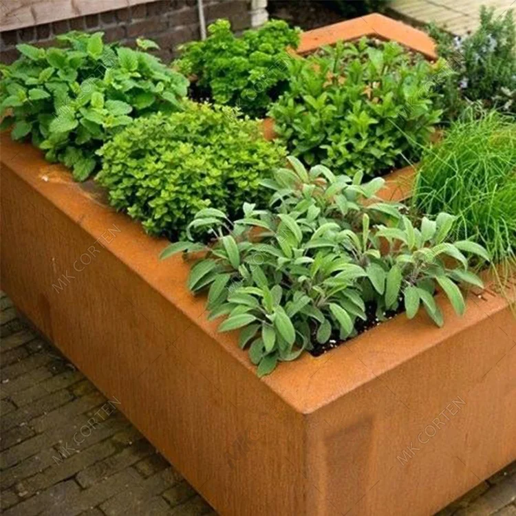 Garden Landscape Raised Box Wholesale Rusty Treatment Corten Steel Plantador Nursery Decorative Metal Modular Planter Boxes