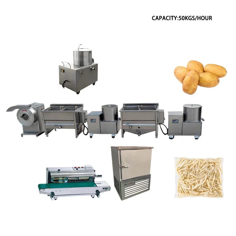 HEDE Hot high quality potato washing peeling cutting steaming cooling frying French fries production line