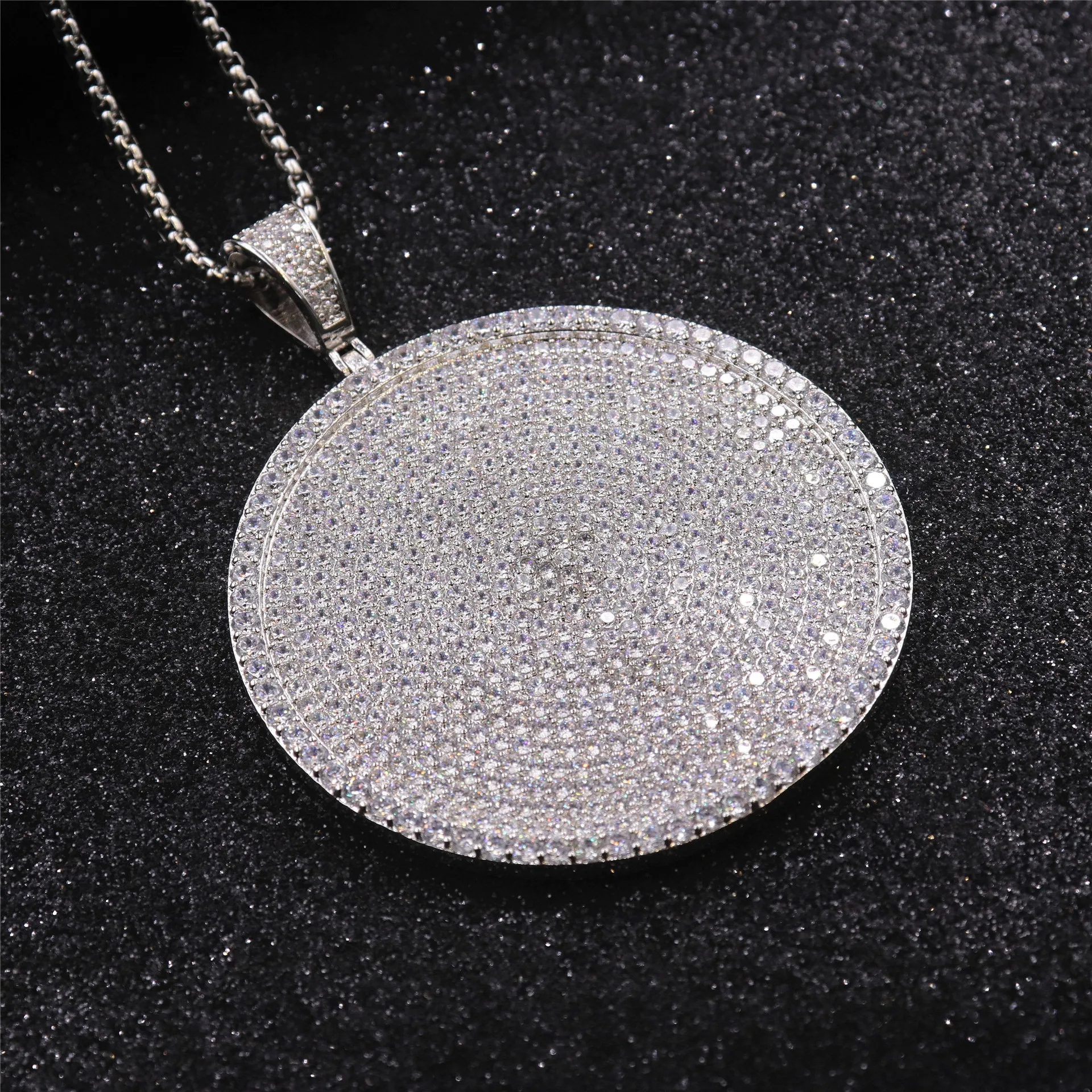 
Bling Bling HipHop Jewelry Full CZ Micro Pave Setting Round Iced Out Pendant 