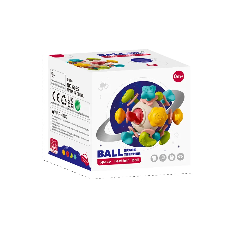 2024 Baby Soft Silicone Teething Toy Early Infant Soothing Manhattan Atom Ball Rattle Comfortable Plastic Hand Grip Ball Rattle