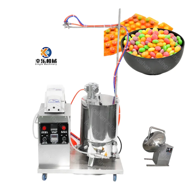 Automatic liquid peristaltic pump spraying system chocolate peanuts sugar coat making  syrup spraying machine