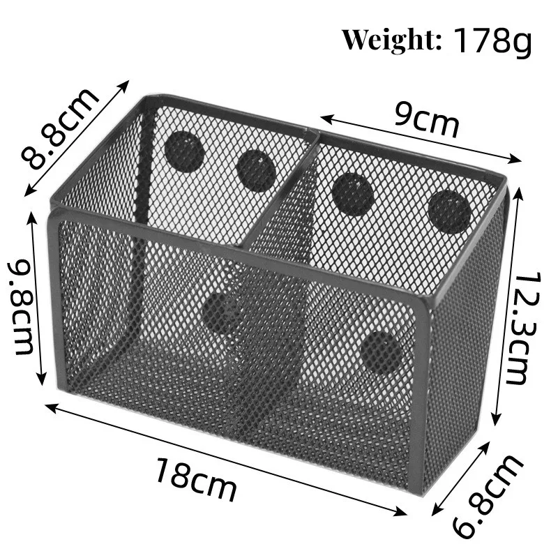 Magnetic Pen Pencil Holder with 2 Components Magnet Mesh Storage Basket Desk Organizer Accessories for Work