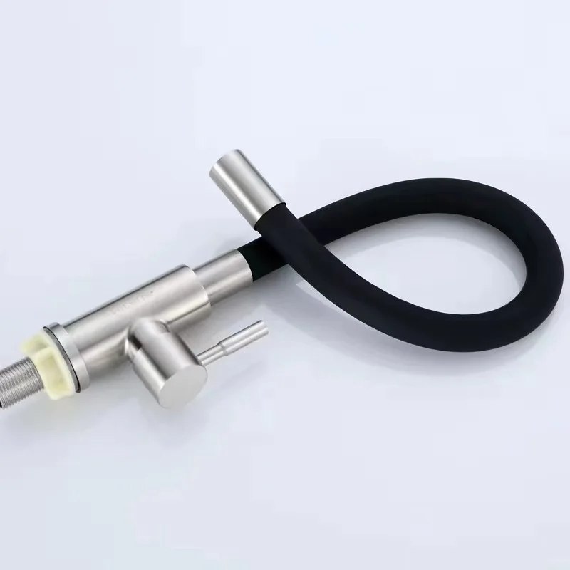 Factory Wholesale Stainless Steel Kitchen Faucet Black Drop Down 360 Degree Rotating Sink Tap Single Cold Water Faucets