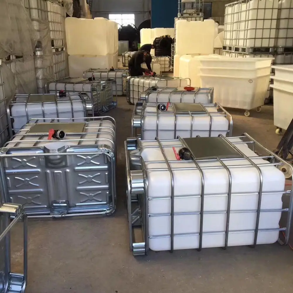 Poly used plastic ibc tank container tote 1000l with steel cage