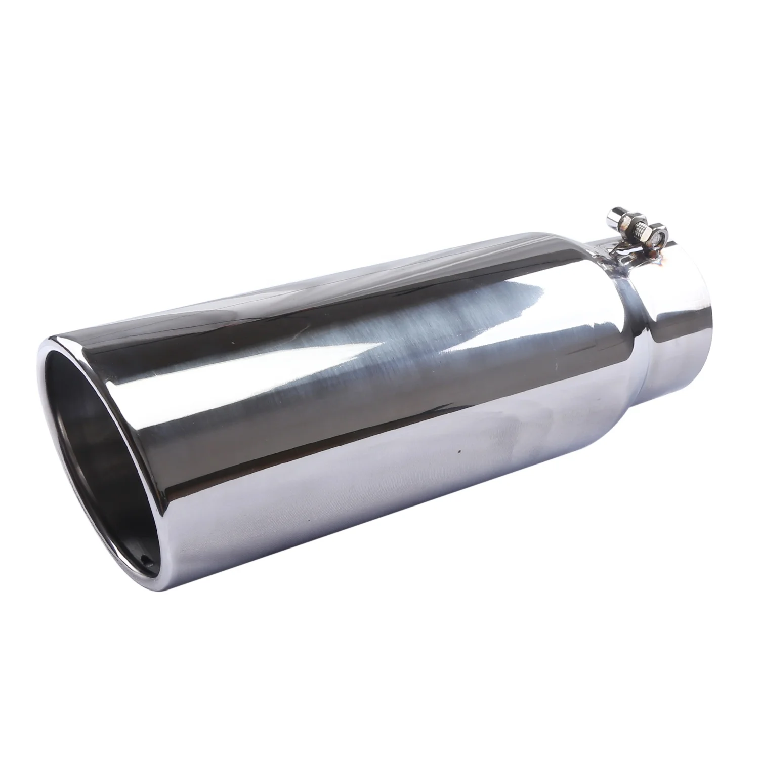 Автомобильный глушитель 80 мм Впускной 102 Выпускной 305 длинный Серебряный болт из нержавеющей стали тип наконечник выхлопной трубы подходит для 76 выпускной калибра