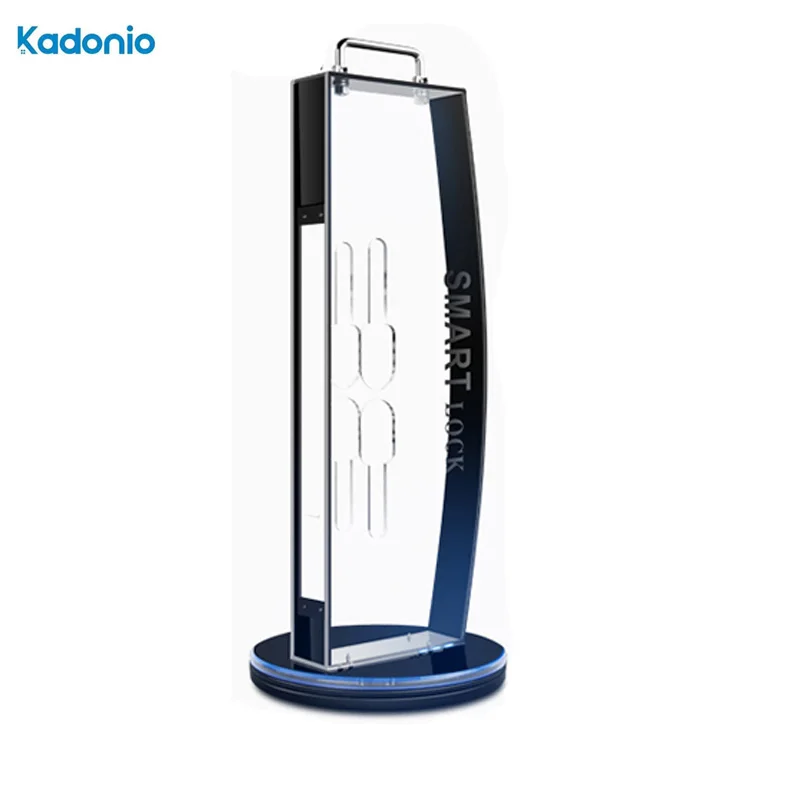 Smart Door Lock Display Stand  Digital Door Lock Rotating Display Rack With Light For Wooden Door