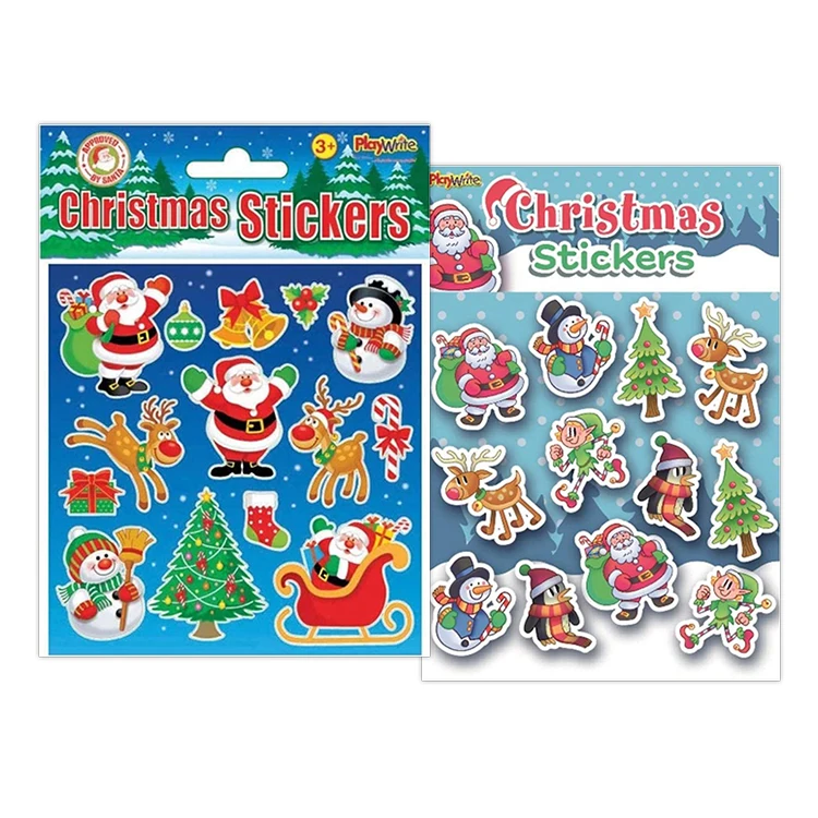 
High Quality Toys Gifts Decorations Crafts Lovely Christmas Kids Reindeer Santa Happy Faces Stickers Decals 