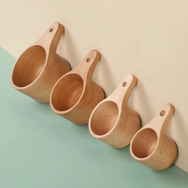 Baking Wooden Measuring Spoon Cup With Lettering Beech Measuring Spoons Cups