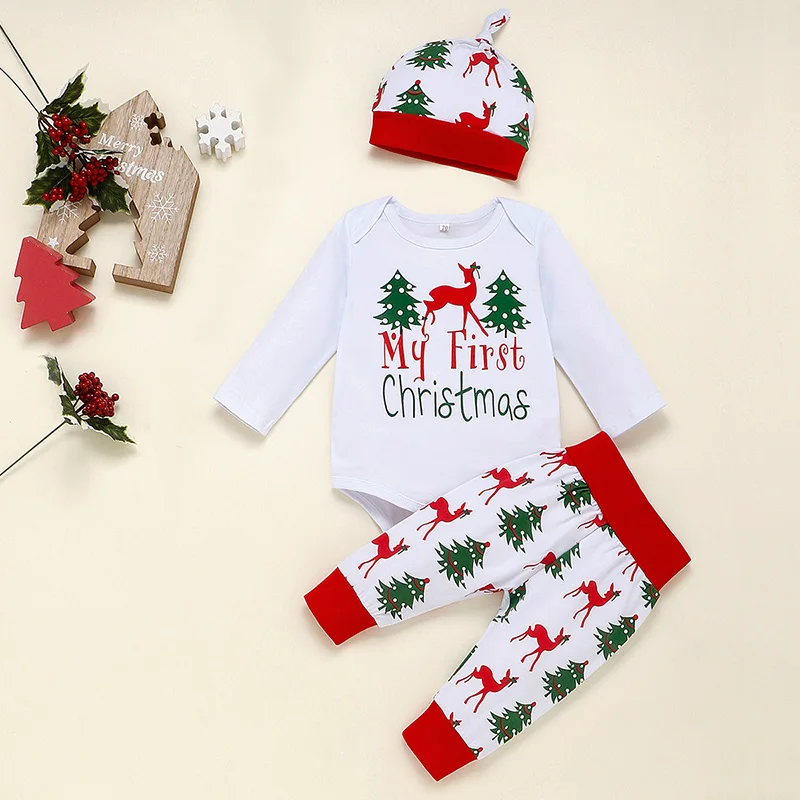organic cotton baby long sleeve winter romper jumpsuit wholesale infant red outfits suit newborn baby christmas clothes set