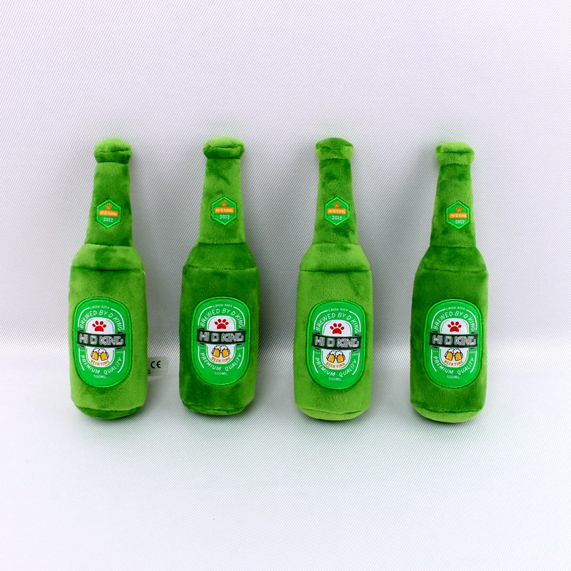 
Best Funny Beer Bottle Plush Dog Toy for Pet product factory 