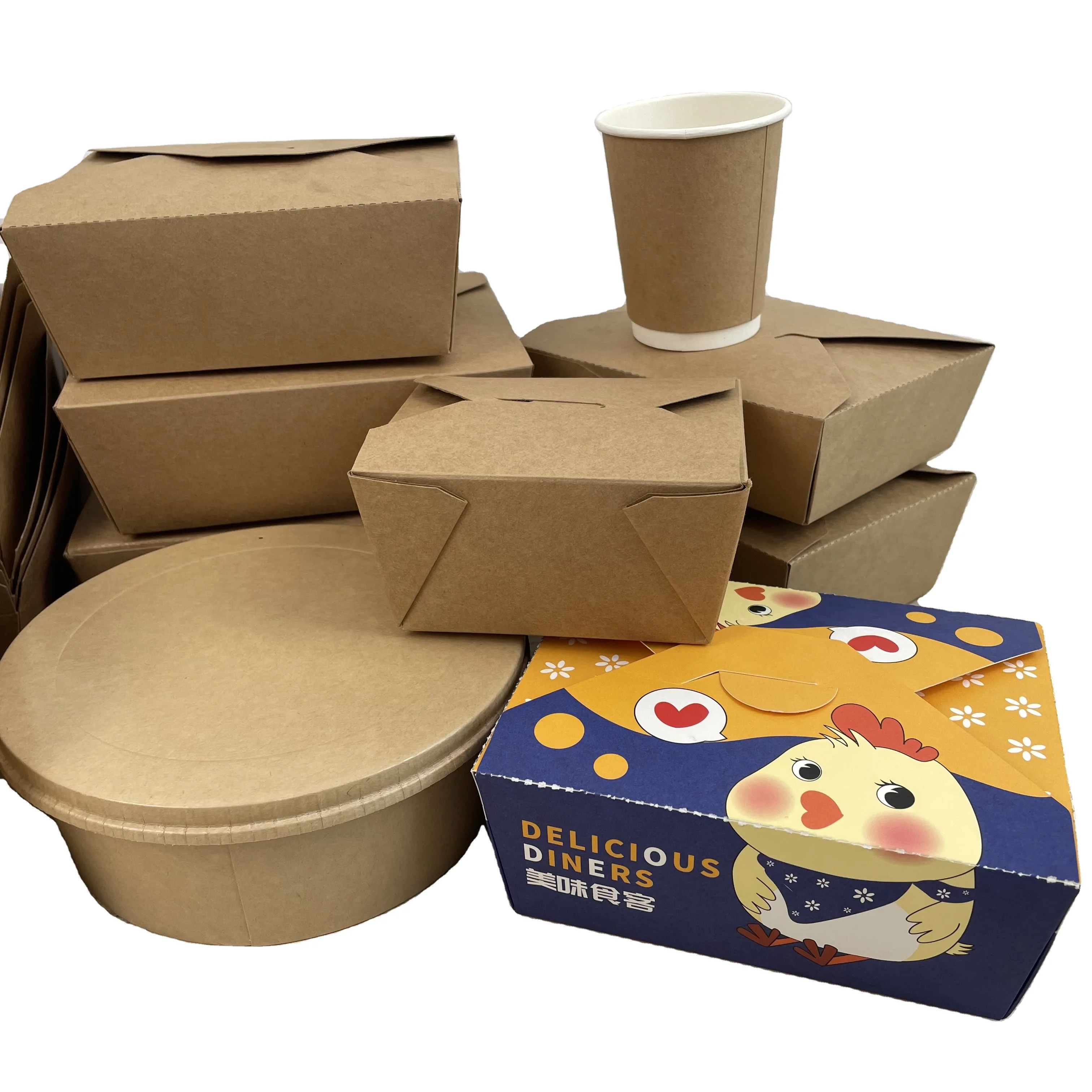 Disposable Paper Custom  Packaging Box Container kraft paper