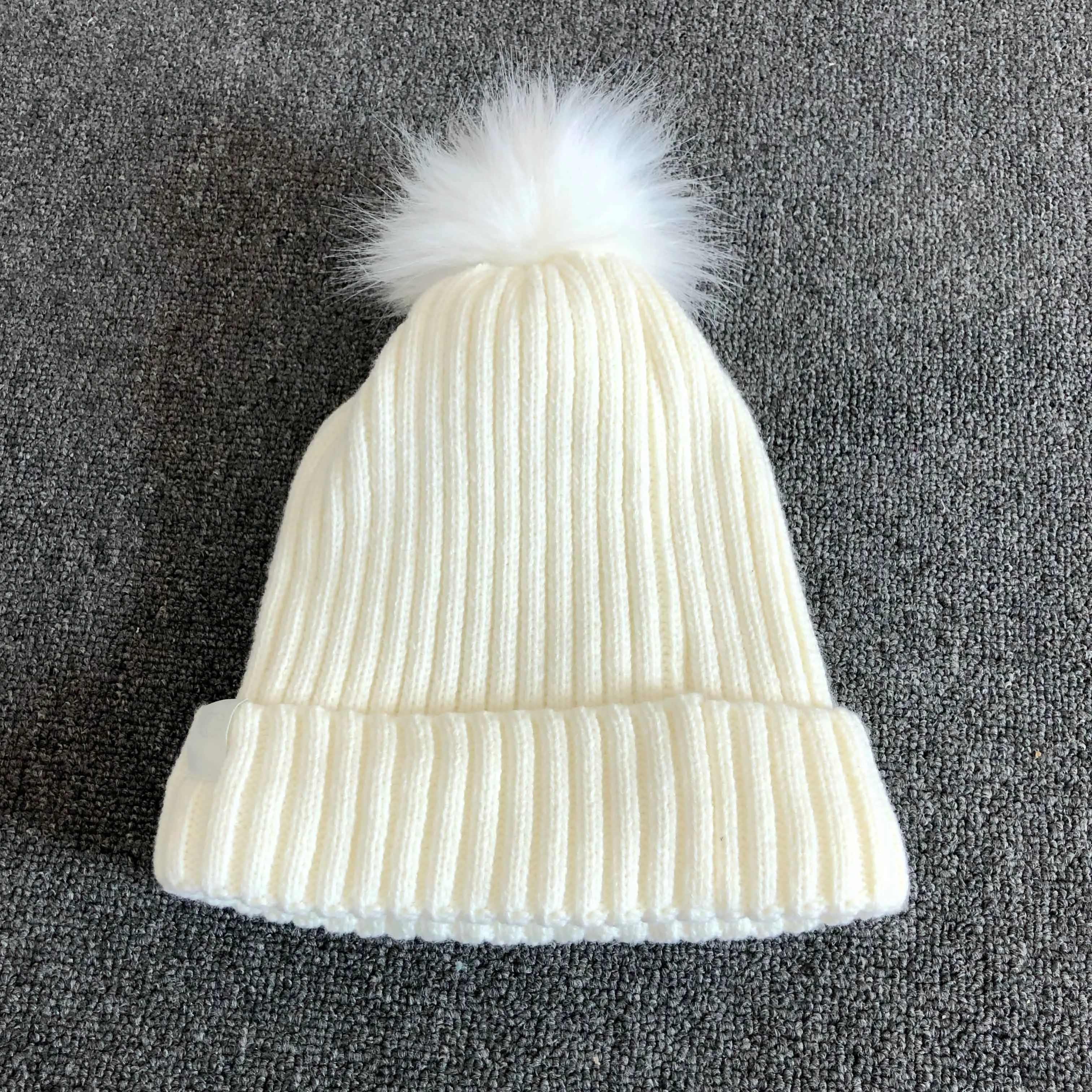 Villus Custom funny jacquard pattern children earflap winter hat kids beanies hat with  knitted pom