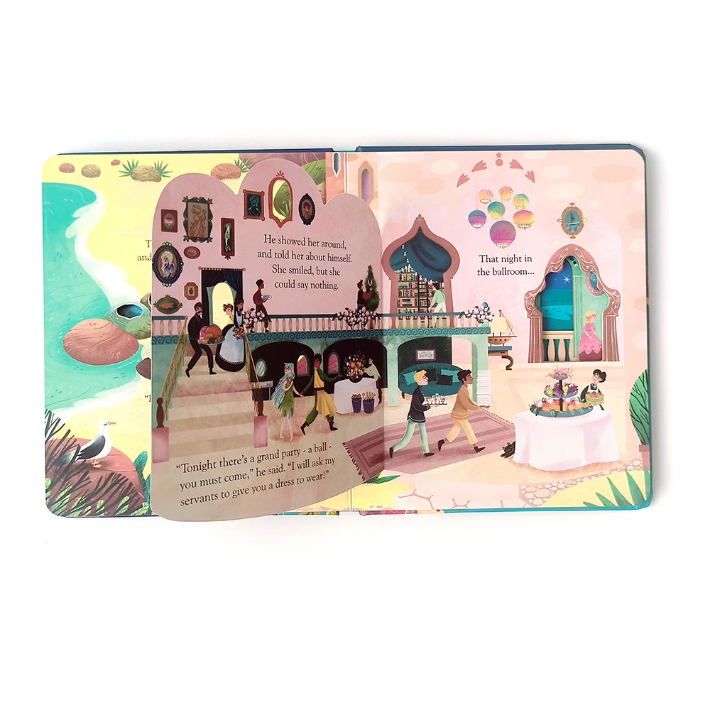 Custom Print Story Book Series Hardcover The Little Mermaid Children Picture pop up lift the flap books Set