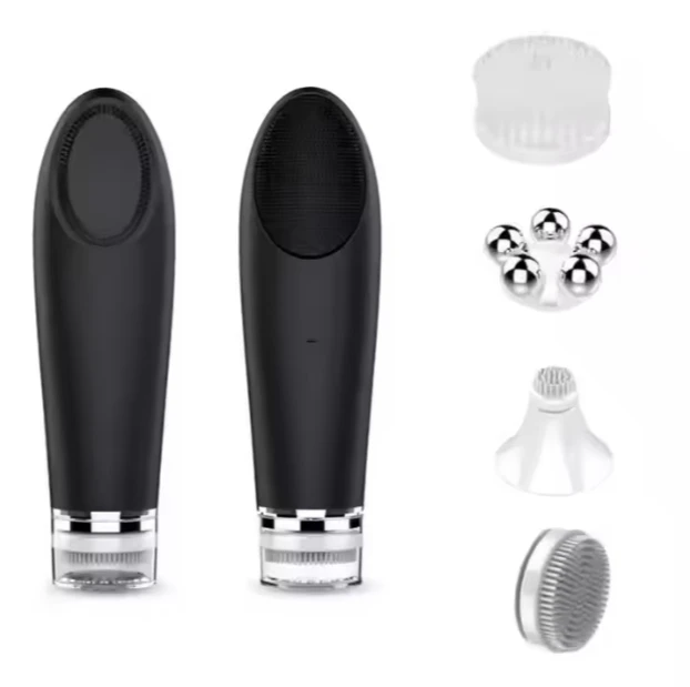 Portable Waterproof Facial Cleansing Sonic Massager Cleaner Brush Silicone Electric Face Brush Cleanser