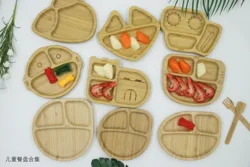 Wholesale Baby Tableware Dining Wooden Baby Feeding Plate Set