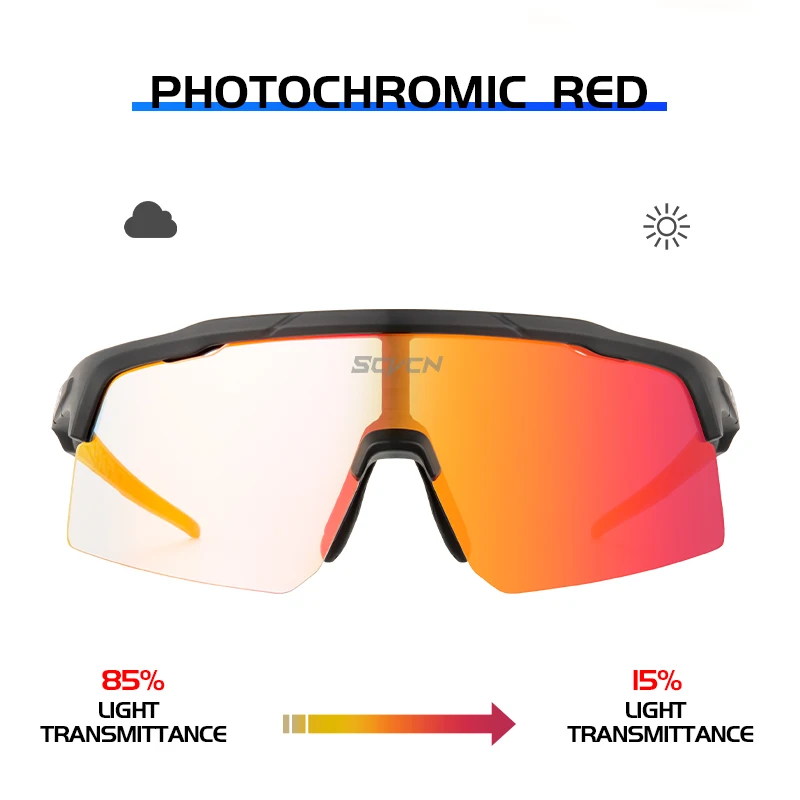 KAPVOE Photochromic Cycling Glasses Red With TR90 Sports Sunglasses Women Men Running Clear MTB Bike Bicycle Sun Glasses