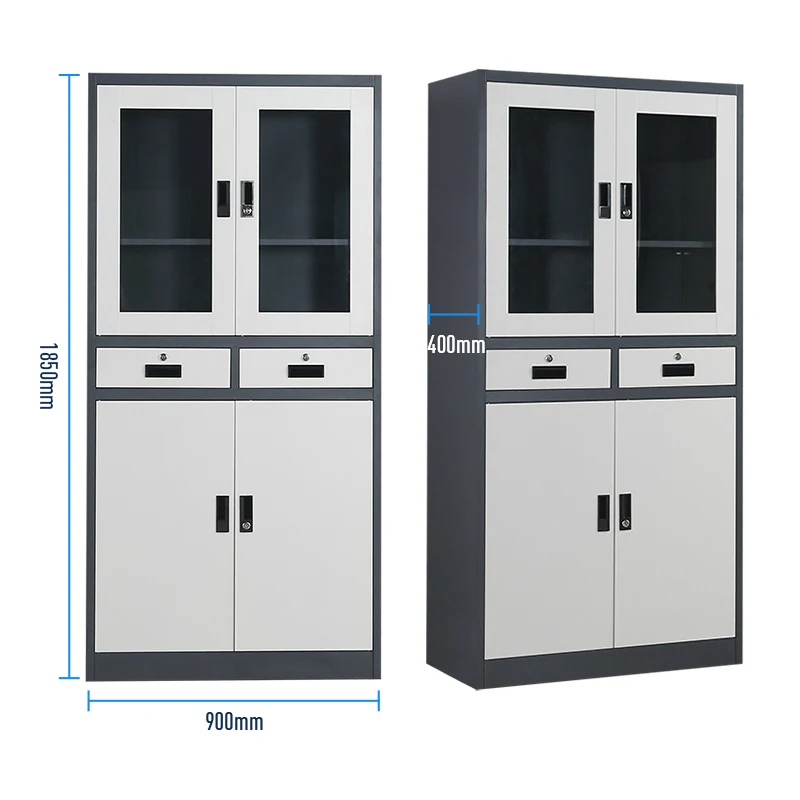 Modern design metal glass door steel file drawer cabinet furniture