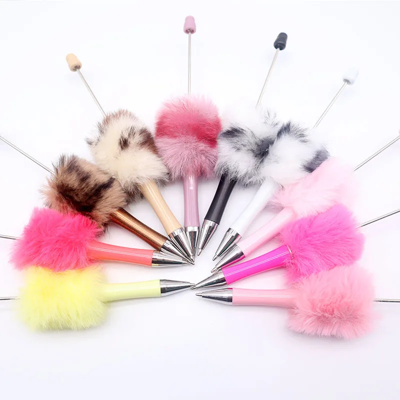 Diy Ball-point Fuzzy Plush Beaded Pen New Sales Cute Fuzzy Ball