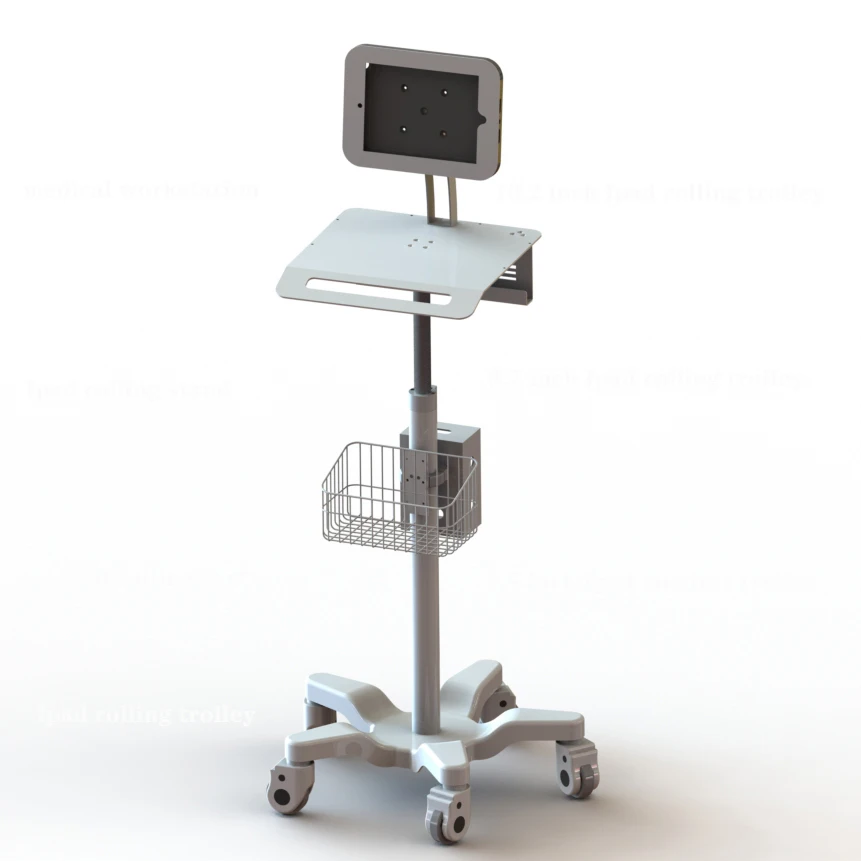 ISO13485 Certificate custom mobile hospital workstation medical Ipad computer trolley with wheels